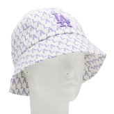 エムエルビーコリア MLB Korea バケットハット 帽子 ロサンゼルス ドジャース モノグラム パステル ドーム 32CPHA111 07V メンズ レディース ユニセックス ホワイト+バイオレット 海外正規品