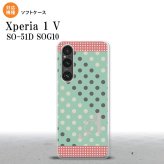 Xperia 1V Xperia 1V スマホケース 背面ケースソフトケース ドット 水玉 C ミント ピンク +アルファベット 2023年 6月発売 nk-xp15-tp1651i