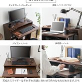 デスク チェア パソコン 省スペース おしゃれ パソコン台 90cm幅 シンプル PC 木製 事務机 学習机 勉強机 テーブル 北欧 作業机 オフィス家具 収納付き スライド天板 コンパクト コンセント Lariado［ラリアード］