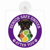 カーサイン 高齢者マーク SENIOR SAFE DRIVER ベルジアングリフォン 車内用 吸盤タイプ 収れん火災防止タイプ 肉球 日本製 車 ステッカー