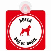 Boxer ボクサー ホワイト＆レッド 車 窓ガラス 吸盤タイプ DOG IN CAR かっこいい おしゃれ 犬 シルエット アメ雑風 カラフル ドッグインカー ドッグオンボード 安全対策 セーフティサイン デコ 外出 ドライブ カーサイン 吸盤