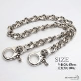 極太 クロス ウォレットチェーン 喜平チェーン 幅10mm 太幅 ごつめ フック 十字架 メンズ ダブルクリップ 燻し風加工 財布紐 重厚 財布 鎖 盗難防止 紛失防止 男性