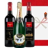 お祝いギフト シャンパン ワイン 飲み比べ 3本セット【無料 ギフト箱 熨斗付 メッセージカード】フランス 有名『マキシム・ド・パリ』シャンパーニュ 赤ワイン 750ml 3本 誕生日 内祝い お返し プレゼント 引越し祝い 新築祝い 送料無料