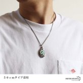 ステンレス 願い石 ペンダントネックレス メタルネックレス タタキ ターコイズ ダブル喜平チェーン 細身 シルバー ネイティブアメリカン ユニーク 模様 不思議 幾何学 ストーン 渦巻 メンズ 男性 金属アレルギー対応