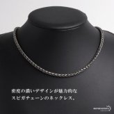 チタン 幅4mm スピガチェーンネックレス シルバー メンズ ウィートチェーン 細身 ボリューム感 編み込み デザイン アクセサリー シック 立体感 大人 シンプル カジュアル 首飾り 単品使い 重ね着け 金属アレルギー対応