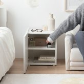 サイドテーブル ナイトテーブル おしゃれ 幅35 高さ40 チェスト キャビネット 収納棚 コーヒーテーブル ミニテーブル 扉収納 棚 可動棚 コンセント付き 2口 スクエア ミニ サイド ソファサイド コンパクト スリム 新築祝い 引越し祝い