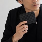 送料無料 お札が折れない コンパクトウォレット 【 姫路レザー - 市松 - 】 革 レザー チェック ブラック レッド プレゼント