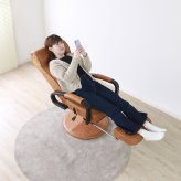 高座椅子 高さ調節 回転式 リクライニング フットレスト付き ブラウン W58xD63-148xH98-104cm座面高40-46cm 座椅子 リクライニングチェア パーソナルチェア 肘付き おしゃれ