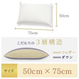 丸八真綿グループ 丸八 丸八真綿 マルハチ ホテル仕様 三層枕 フェザー＆ダウン枕 ホワイトダックダウン 90％ ダウン フェザー ダウンまくら ハード ソフト 50×75cm 綿100％ Sleep Artist スリープアーティスト 旅館 有名ホテル チェーンホテル 送料無料