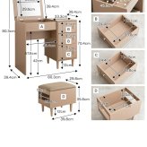 収納家具 ラック ドレッサー テーブル ハイタイプ コンパクト ドレッサーテーブル テーブルドレッサー メイク コスメ収納棚 収納 鏡 鏡収納 鏡台 ピンクベージュ ミラー グレージュ ゴールド かわいい おしゃれ 韓国インテリア