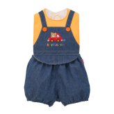 ミキハウス ホットビスケッツ★オーバーオール風スタイ&ブルマ ギフトセット【クリアケース付き】ギフトラッピング　出産祝い　誕生日　お祝い　入園祝い　キッズ服　ベビー服
