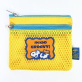 スヌーピー 2ジッパーメッシュポーチ オレンジ  I LIKEシリーズ SNOOPY