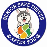 カーサイン 高齢者マーク SENIOR SAFE DRIVER シベリアンハスキー マグネット 強力 直径13cm 肉球 日本製 車 ステッカー