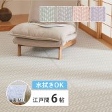夏ラグ 夏用カーペット 水拭きできる 洗える い草風カーペット 裏貼り パスラッシュ 江戸間 6帖 6畳 PP ビニール風 上敷き ラグ ござ 畳の保護