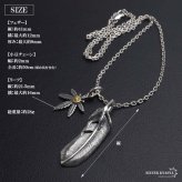 シルバー925 フェザーネックレス インディアンジュエリー ペンダントネックレス メンズネックレス シルバー 太角 あずきチェーン 細身 羽根 イーグル リーフ 小さめ 小ぶり 大人 精巧 立体的 男性 金属アレルギー対応