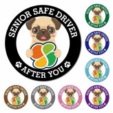 カーサイン 高齢者マーク SENIOR SAFE DRIVER パグ マグネット 強力 直径13cm 肉球 日本製 車 ステッカー