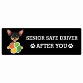 カーサイン 高齢者マーク SENIOR SAFE DRIVER スムースコートチワワ ステッカー シール 長方形 15x5cm 肉球 日本製 車