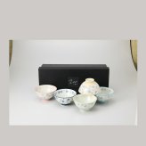 はけ目桜飯茶碗5柄組 磁器 美濃焼 やきものの里から、暮らしを贈ります。　ギフト 食器 セット テーブルウェア