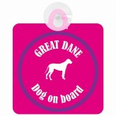 Great Dane グレートデーン ピンク＆パープル 車 窓ガラス 吸盤タイプ DOG IN CAR かっこいい おしゃれ 犬 シルエット アメ雑風 カラフル ドッグインカー ドッグオンボード 安全対策 セーフティサイン デコ 外出 ドライブ カーサイン 吸盤