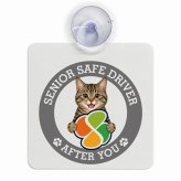 カーサイン 高齢者マーク SENIOR SAFE DRIVER キジトラ 車内用 吸盤タイプ 収れん火災防止タイプ 肉球 日本製 車 ステッカー