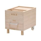 キャスター付き米びつ　Rice5kg ONKZ0214 米びつ 5kg 木製 桐 キャスター付き 取っ手 軽量 調湿 防虫 保存容器 スライド 木 桐製 虫除け 乾湿調節 収納 桐材 和風 ライスストッカー ストッカー 保存 保存容器 キッチン用品
