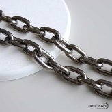 チタン製 軽い あずきチェーンネックレス 長小豆 マンテルネックレス チタンネックレス 幅10mm シルバー 燻し風加工 つけっぱなし メンズ 男性 金属アレルギー対応