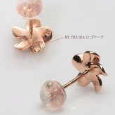 ハワイアンジュエリー ピアス プルメリア ピンクゴールド K14 ピアス Mサイズ 花8mm 片耳(1個)購入可 ジルコニア 14K シリコンキャッチ 20G ゲージ BY THE SEA バイザシー 彼女 妻 女性 レディース 誕生日 プレゼント ハロウィン 【品番：GE102R】