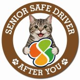 カーサイン 高齢者マーク SENIOR SAFE DRIVER アメリカンワイヤーヘア マグネット 強力 直径13cm 肉球 日本製 車 ステッカー