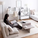 センターテーブル 幅87cm×奥行52cm×高さ36.4?26.4cm MDF メラミン 組立品 置くだけでお部屋をセンスアップします 自分好みにアレンジしやすいのも魅力的です グレージュ ストーン マーブルホワイト ストーングレー
