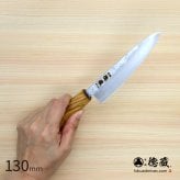 ステンレスペティナイフ　130mm 銀三 梨地仕上げ オリーブ八角柄 日本製 徳蔵刃物 【TOKUZO KNIVES】 JAPAN Kitchen Knives 包丁 切れ味 家庭用 万能 錆に強い 両刃 プレゼント ギフト 贈り物 一生モノ