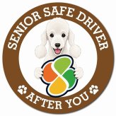 カーサイン 高齢者マーク SENIOR SAFE DRIVER ベドリントンテリア マグネット 強力 直径13cm 肉球 日本製 車 ステッカー
