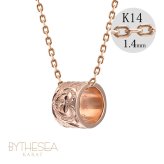 ゴールド ネックレス ハワイアンジュエリー ネックレス ゴールド ピンクゴールド ネックレス スクロールチューブ Lサイズ 14k k14カットあずきチェーン太1.4mm 長さ ギフトラッピング可能 メンズ レディース プレゼント ハロウィン 【品番：CG-GP126R-CH1020】