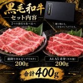 黒毛和牛 薄切り2種食べ比べ 400g 霜降りカルビ（ブリスケ）とA4 A5赤身 肉ギフト