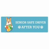 カーサイン 高齢者マーク SENIOR SAFE DRIVER スムースコリー ステッカー シール 長方形 15x5cm 肉球 日本製 車