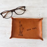 自由の女神を刻印した本革レザートレイ｜ニューヨーク｜15×10cm