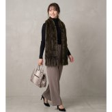ロシアンセーブル ロングマフラー 編み込み ファーマフラー フリンジ付き 大判サイズ 秋 冬 全2色 母 女性 ギフト プレゼント 7F (01000766r)
