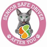 カーサイン 高齢者マーク SENIOR SAFE DRIVER ロシアンブルー ステッカー シール 直径13cm 肉球 日本製 車