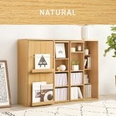 収納家具 ラック スライド棚付きコミック 大容量 幅120cm 奥行33cm コミック約285冊 扉付き収納 壁面収納 書斎 文庫本 DVD CD 書類 雑誌 絵本 漫画 整理 魅せて 隠して すっきり収納 木目調 リビング収納 高さ調節 縦積み 連結
