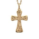 金属アレルギー対応 ネックレス ハワイアンジュエリー 純チタン ゴールドカラー ネックレス 刻印無料 誕生石 クロス ネックレス チェーン 長さ選べる イオンプレーティング メンズ レディース プレゼント ハロウィン 【品番：CG-TIP405-Y】
