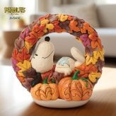 スヌーピー オン フォール リース 15.2cm ハロウィン | ジムショア ピーナッツ グッズ フィギュア 人形 置物 彫刻 Jim Shore 正規輸入品