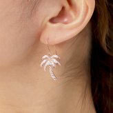 ハワイアンジュエリー ピアス 18G ゲージ ヤシの木 シルバー925 ピンクコーティング フックピアス 揺れる ジルコニア 金属アレルギー 樹脂 フック イヤリング パーツ 交換可能 18G ゲージ aumakua ハロウィン 【品番：461-12-03】