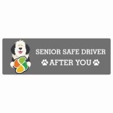 カーサイン 高齢者マーク SENIOR SAFE DRIVER オールドイングリッシュシープドッグ ステッカー シール 長方形 20x6.7cm 肉球 日本製 車