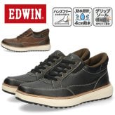 エドウィン スニーカー メンズ EDWIN EDM-14FS ハンズフリー 手を使わず履ける 立ったまま履ける 防水 4cm防水 ゴム紐 グリップソール 滑りにくい カジュアルシューズ ウォーキング ブラック ダークブラウン