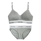 カルバンクライン Calvin Klein(CK) ブラ&ショーツ セット ロゴ 無地 ノンワイヤー アンダーウェア インナー 下着 QF8504+QF8520 050 レディース グレー
