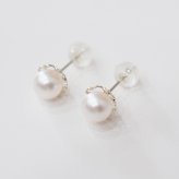 ［pearl619］6mm - 6.5mm ホワイトピンク クローバー ピアス あこや真珠