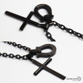 ステンレス 馬蹄ネックレス クロスネックレス ペンダント ホースシュー メタル ブラック アズキ 細身 シンプル 十字架 お洒落 黒 スター かっこいい メンズ 男性 金属アレルギー対応