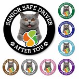 カーサイン 高齢者マーク SENIOR SAFE DRIVER ブリティッシュショートヘア マグネット 強力 直径13cm 肉球 日本製 車 ステッカー