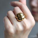 ステンレス ダブルドームリング 18KGP レディース 指輪 ゴールド ボリュームリング 幅広リング ドームリング オーバルリング ぷっくりリング ダブルラインリング 金属アレルギー対応 大ぶり シンプル カジュアル 韓国アクセサリー