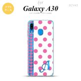 SCV43 Galaxy A30 SCV43 スマホケース ソフト カバー ドット 千鳥 ピンク +アルファベット nk-scv43-tp1511i