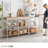 食器棚 ゴミ箱収納付き レンジ台 ゴミ箱上ラック レンジボード レンジラック キッチンラック キッチンボード トースターラック ゴミ箱ラック 炊飯器ラック 北欧 80cm幅 シンプル モダン おしゃれ ナチュラル キッチン収納棚 ごみ箱 収納ラック：